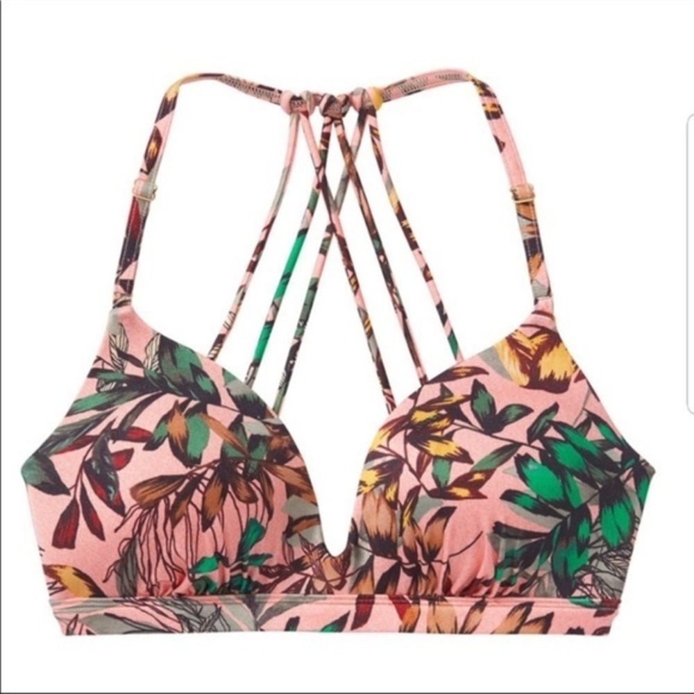 Floral Pink Strappy Bikini Top